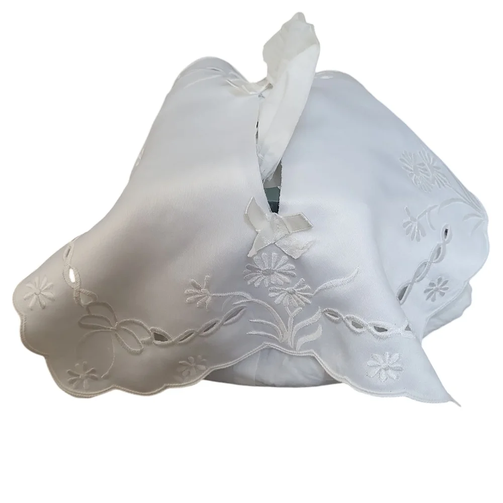 Coquette Floral Tissue Box Cover Cutwork Lace Overlay